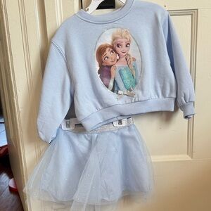Frozen Light Blue Sweatshirt and Tulle Skirt Set